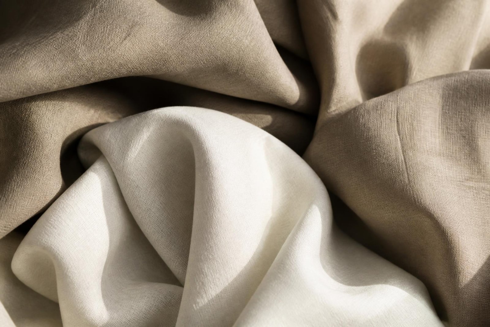 Draped premium linen fabric in warm neutral tones